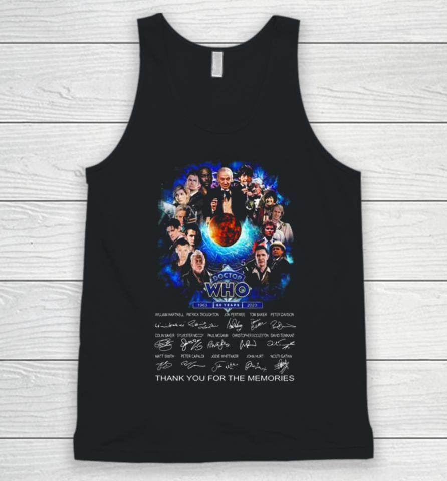 Doctor Who 60 Years 1963 2023 Thank You For The Memories Signatures Unisex Tank Top