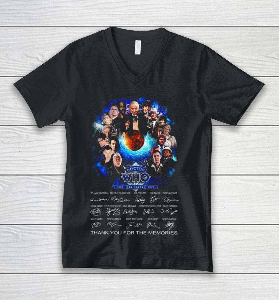 Doctor Who 60 Years 1963 2023 Thank You For The Memories Signatures Unisex V-Neck T-Shirt