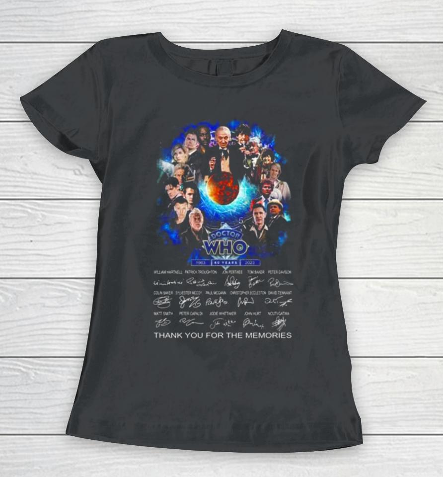Doctor Who 60 Years 1963 2023 Thank You For The Memories Signatures Women T-Shirt