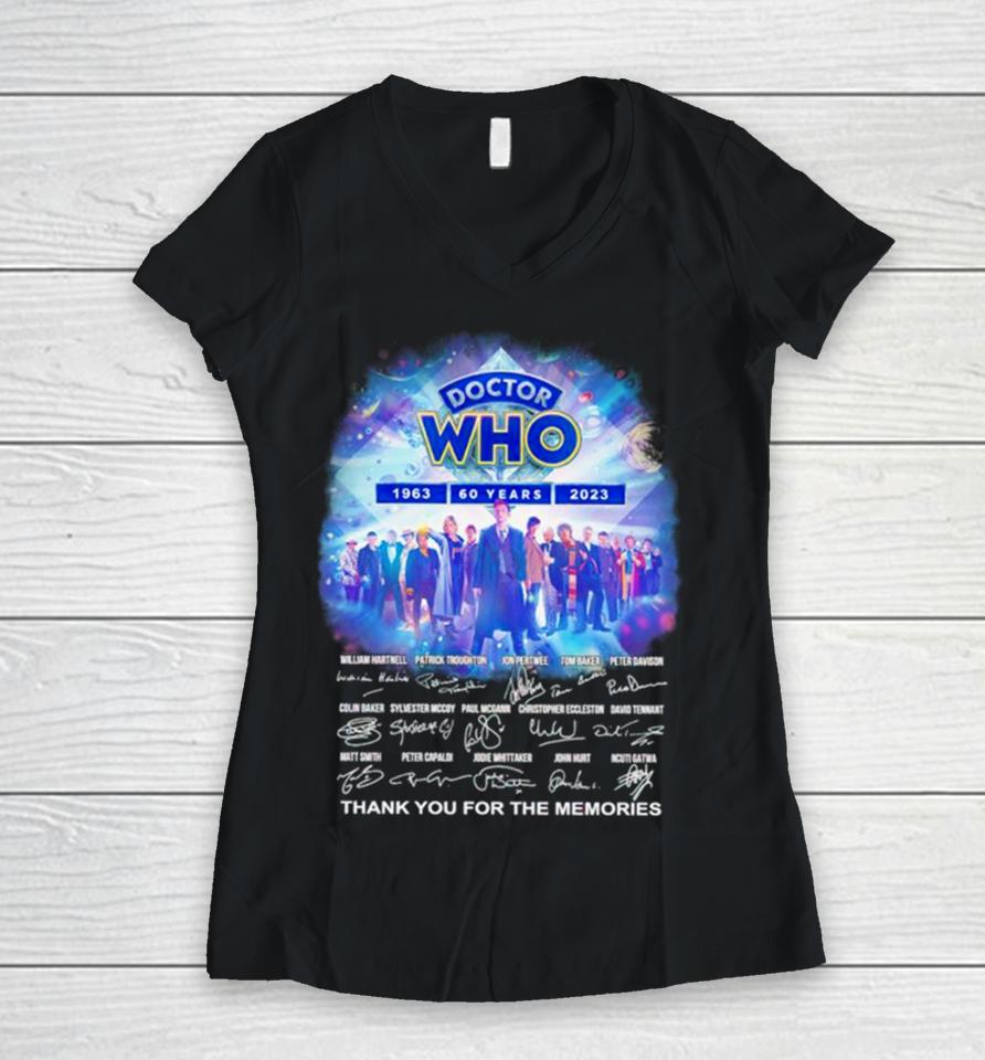 Doctor Who 60 Years Anniversary Thank You For The Memories Signatures Women V-Neck T-Shirt