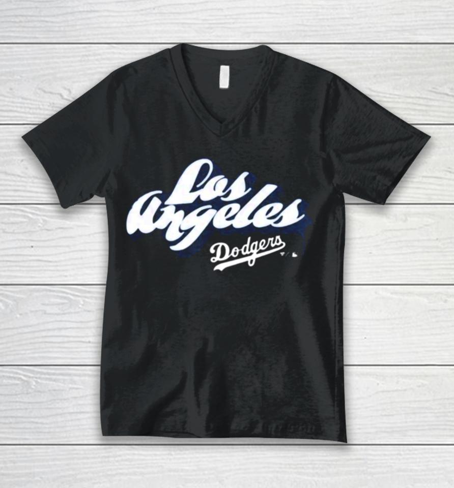 Dodgers Merch Los Angeles Dodgers Fanatics Branded Black Graffiti Unisex V-Neck T-Shirt