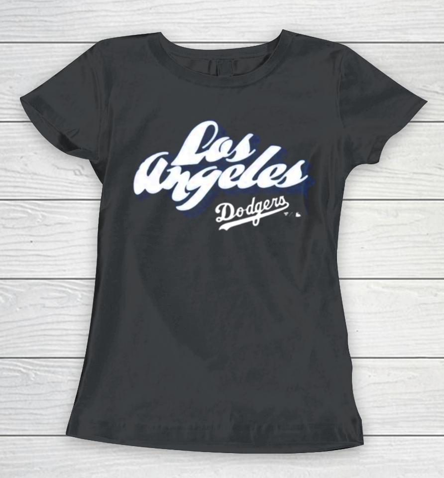 Dodgers Merch Los Angeles Dodgers Fanatics Branded Black Graffiti Women T-Shirt