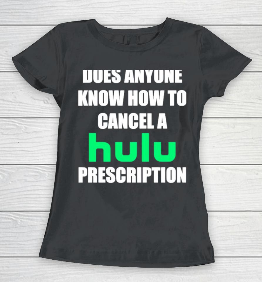 Does Anyone Know How To Cancel Hulu Prescription Women T-Shirt