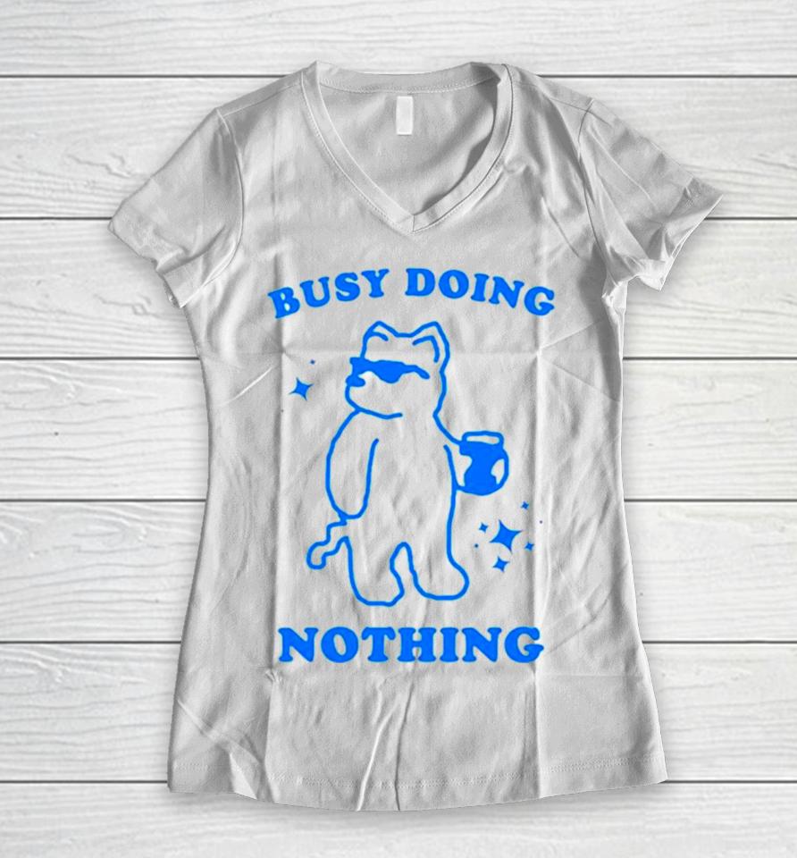 Dog Busy Doing Nothing Women V-Neck T-Shirt