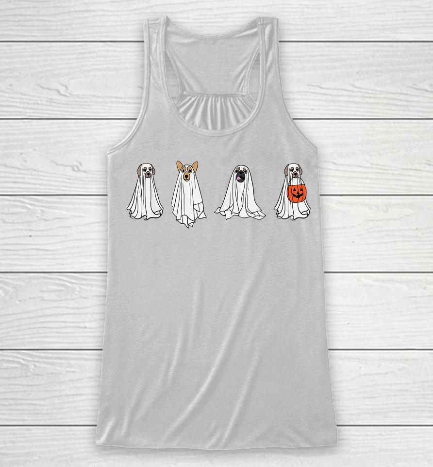 Dog Ghost Funny Halloween Mummy Dog Lover Matching Family Racerback Tank
