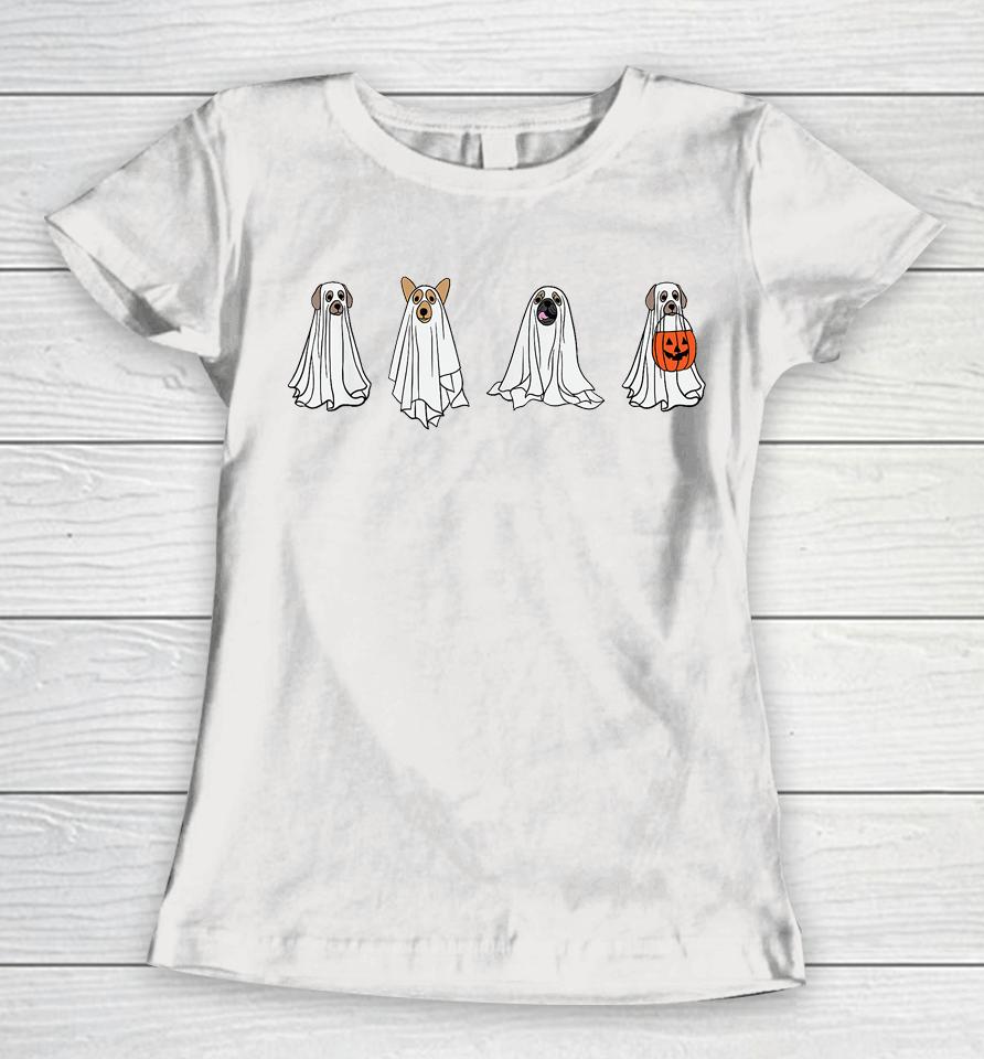 Dog Ghost Funny Halloween Mummy Dog Lover Matching Family Women T-Shirt