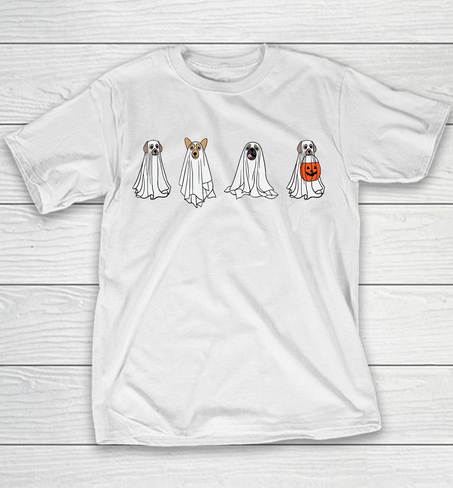 Dog Ghost Funny Halloween Mummy Dog Lover Matching Family Youth T-Shirt