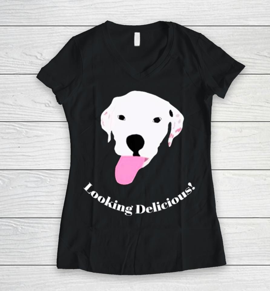 Dog Looking Delicious Women V-Neck T-Shirt