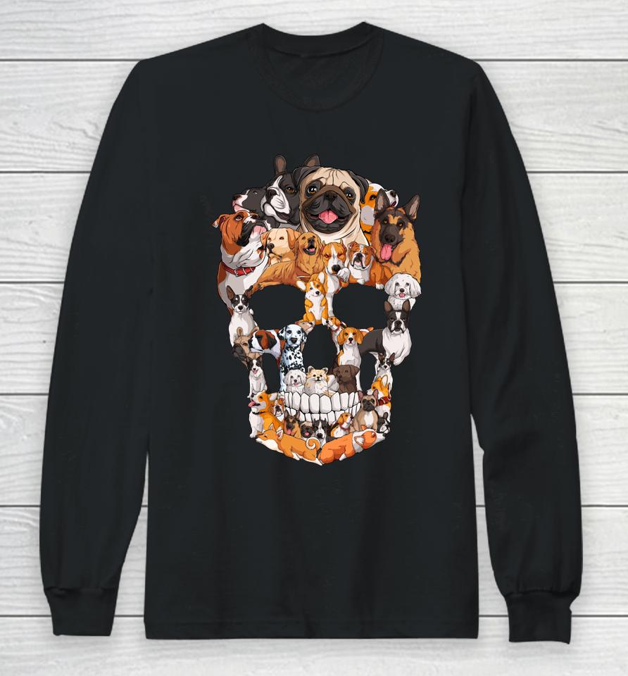 Dog Skull Dogs Paw Lover Halloween Long Sleeve T-Shirt
