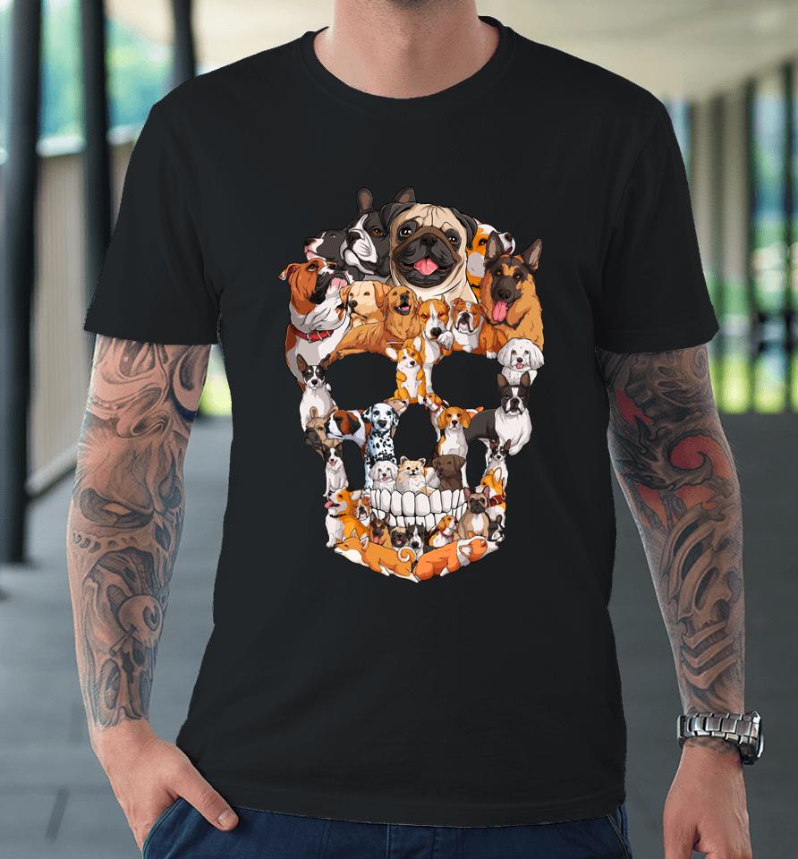 Dog Skull Dogs Paw Lover Halloween Premium T-Shirt