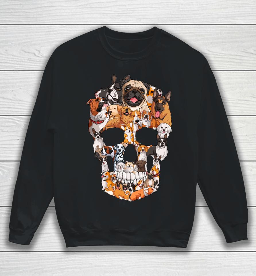 Dog Skull Dogs Paw Lover Halloween Sweatshirt