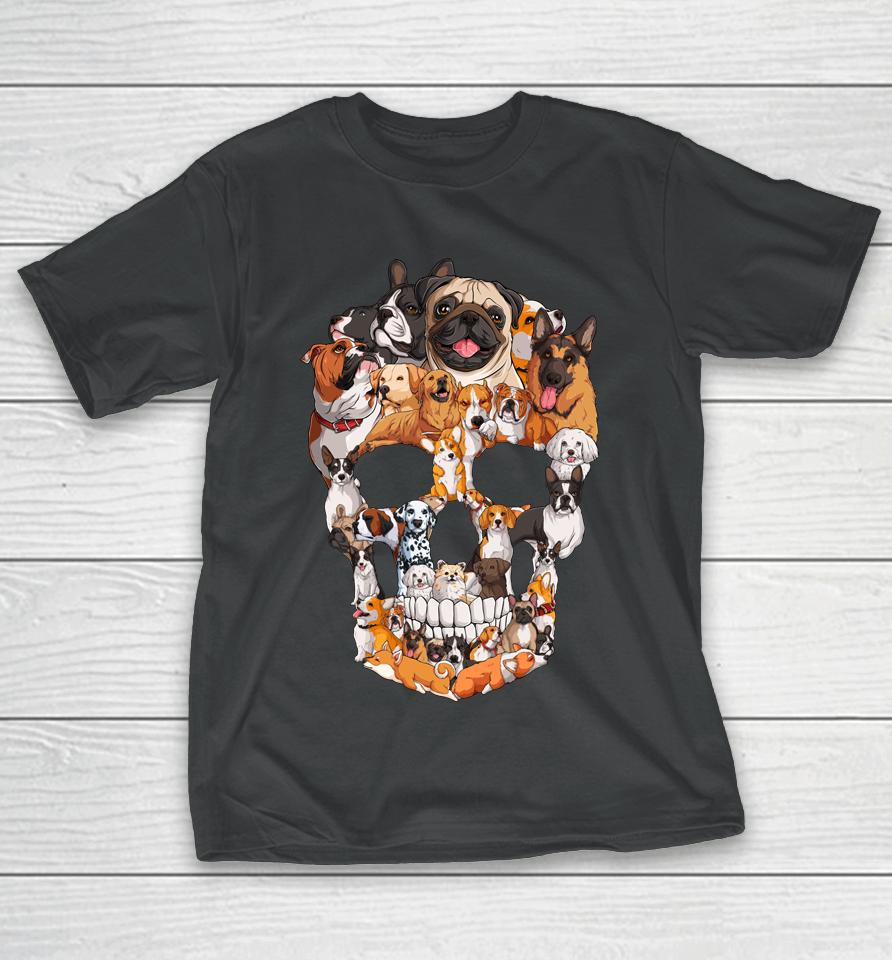 Dog Skull Dogs Paw Lover Halloween T-Shirt