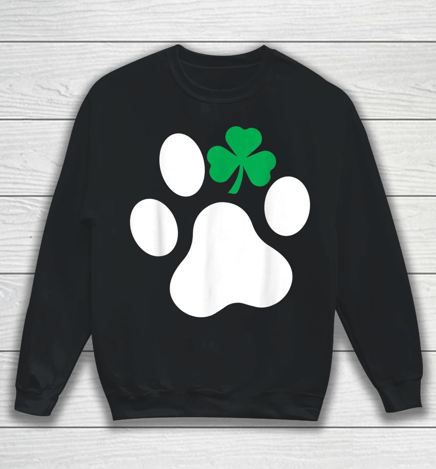 Dog St Patrick's Day Shamrock Dog Paw Sweatshirt