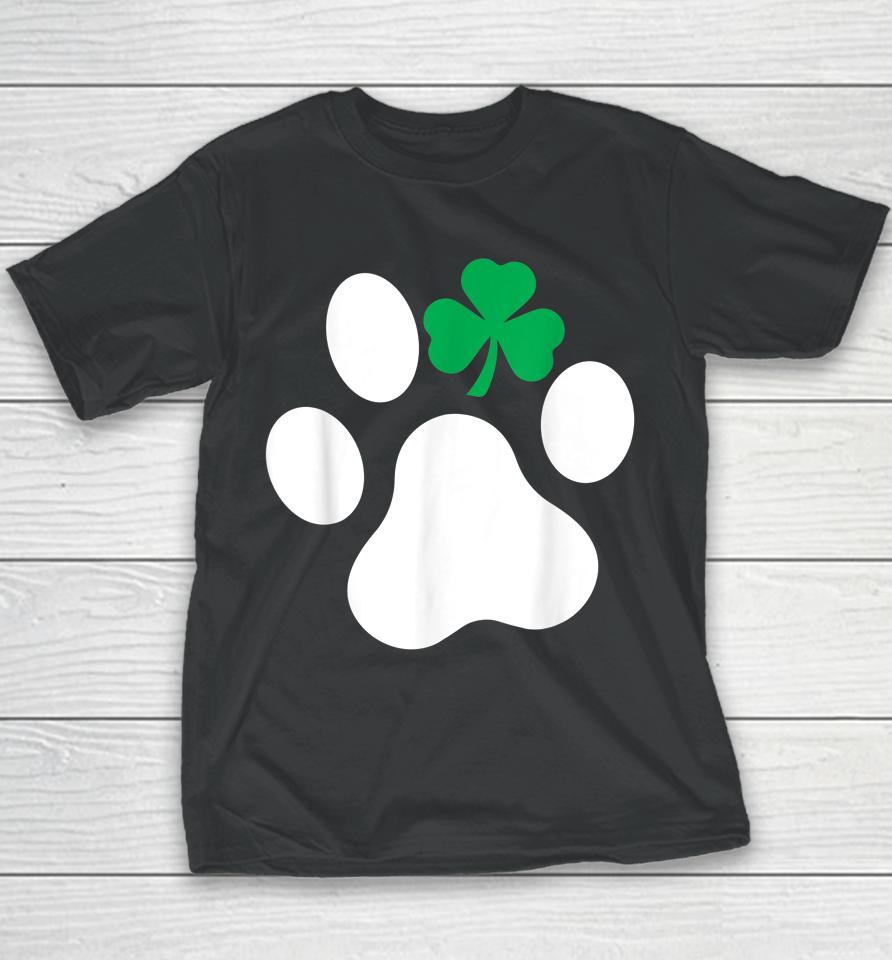 Dog St Patrick's Day Shamrock Dog Paw Youth T-Shirt