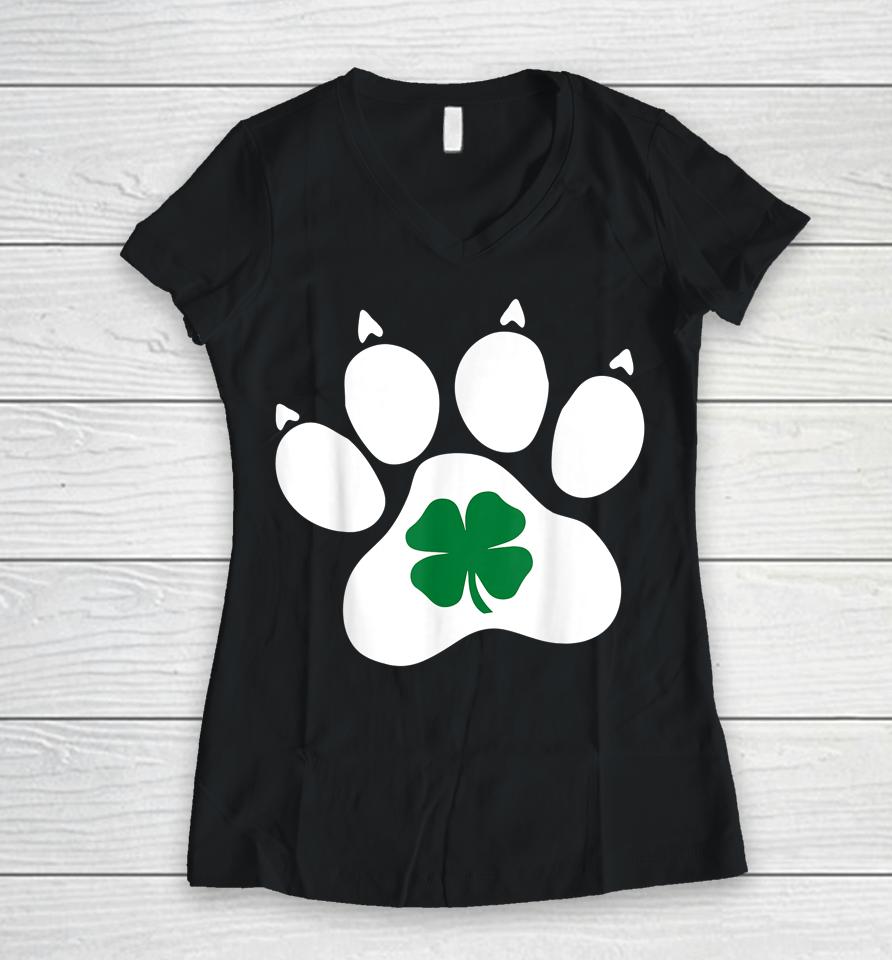 Dog St Patrick's Day Shamrock Dog Women V-Neck T-Shirt