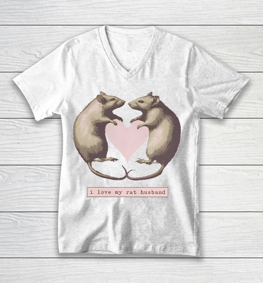Dogecore Store I Love My Rat Husband Unisex V-Neck T-Shirt