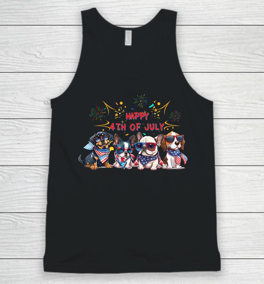 Dogs Happy 4Th Of July Usa American Flag Unisex Tank Top