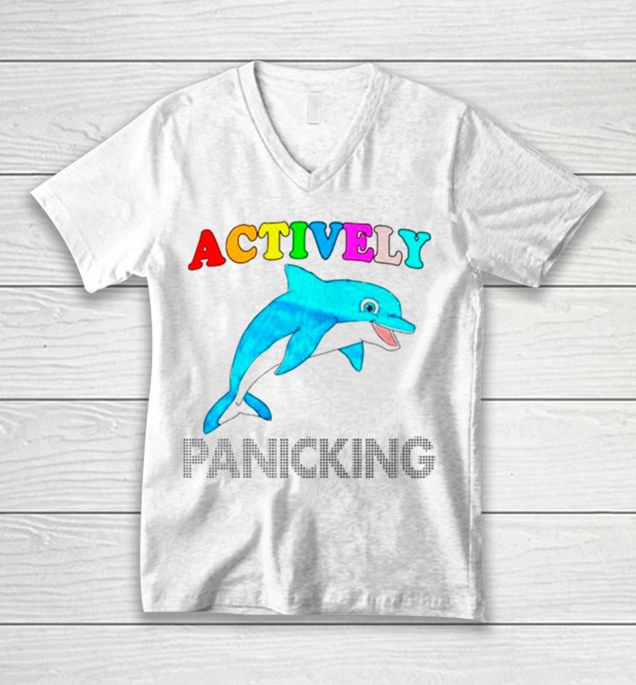 Dolphin Actively Panicking Unisex V-Neck T-Shirt