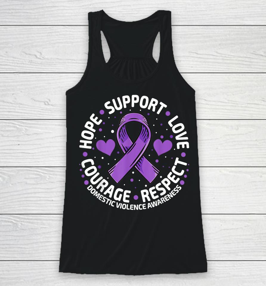 Domestic Violence Awareness Love Support Purple Ribbon Racerback Tank