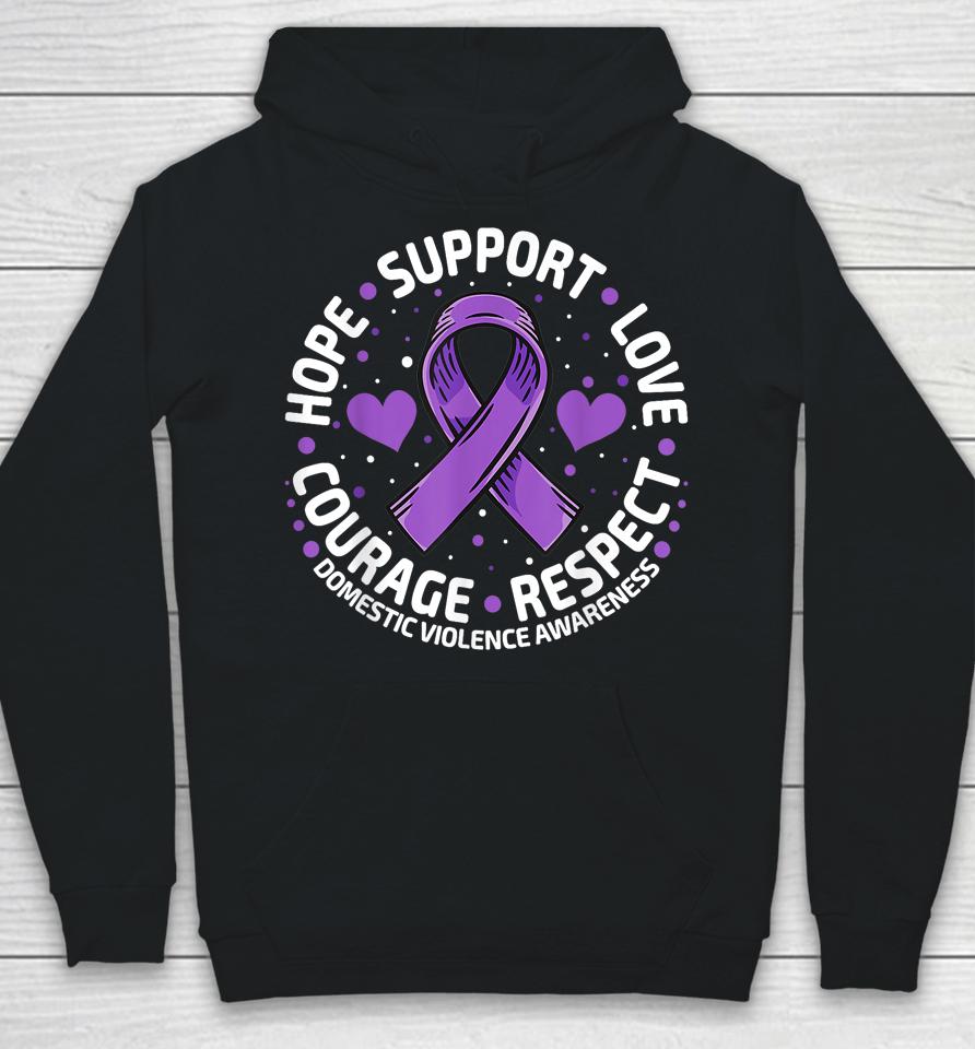 Domestic Violence Awareness Love Support Purple Ribbon Hoodie
