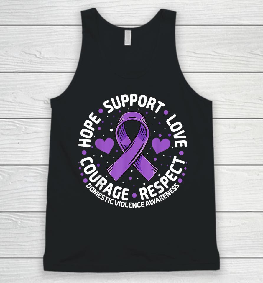 Domestic Violence Awareness Love Support Purple Ribbon Unisex Tank Top