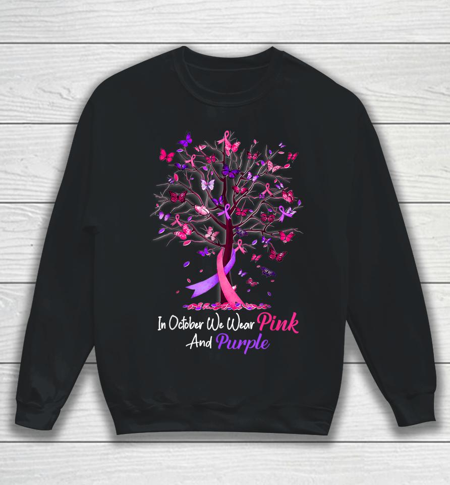 Domestic Violence Breast Cancer Awareness Month Ribbon Tree Sweatshirt