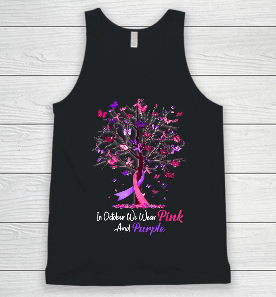 Domestic Violence Breast Cancer Awareness Month Ribbon Tree Unisex Tank Top
