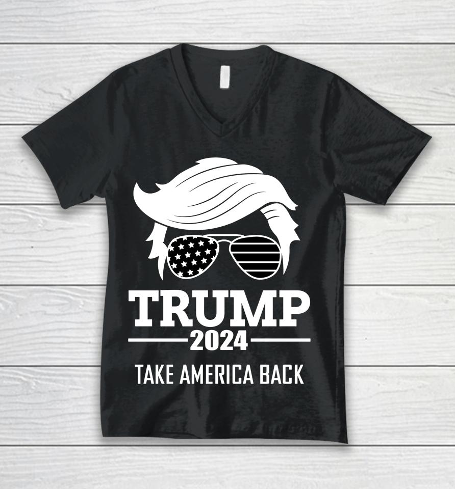 Donald Trump 2024 Take America Back Election Unisex V-Neck T-Shirt