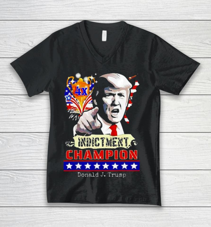 Donald Trump 4X Indictment Champion Unisex V-Neck T-Shirt