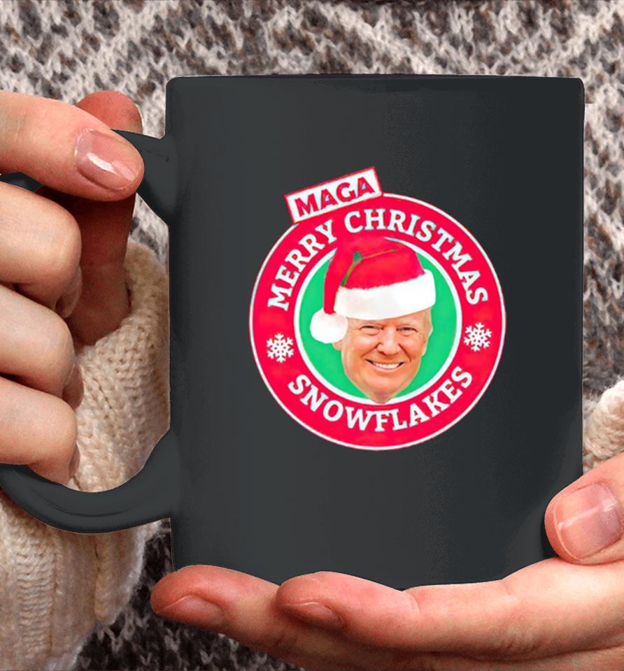 Donald Trump Maga Merry Christmas Snowflakes Coffee Mug