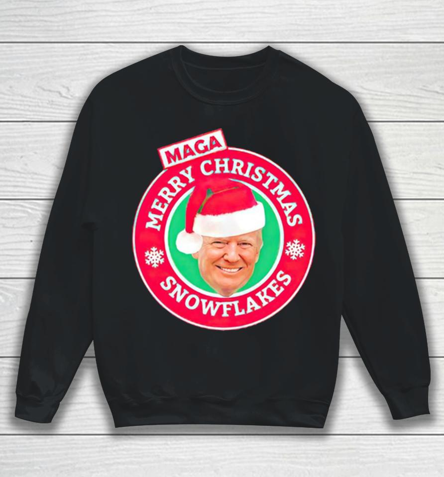 Donald Trump Maga Merry Christmas Snowflakes Sweatshirt