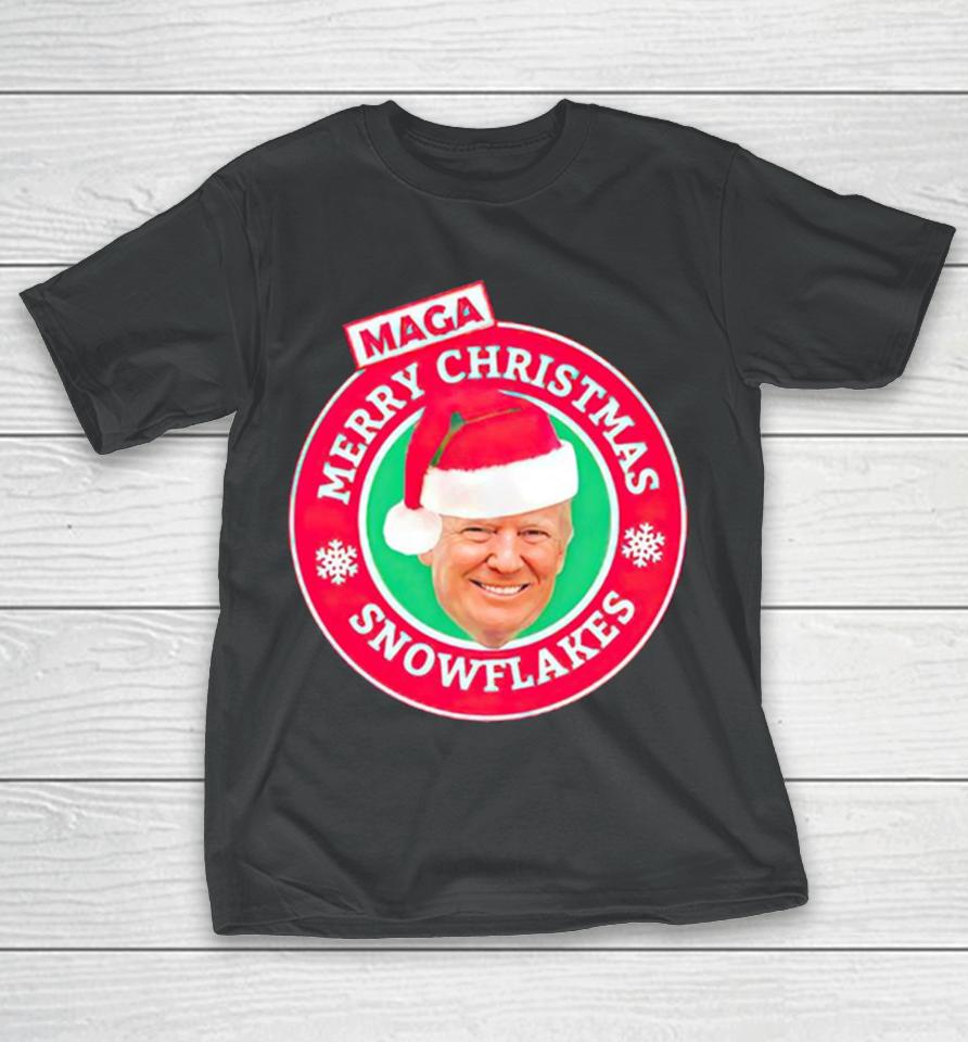 Donald Trump Maga Merry Christmas Snowflakes T-Shirt