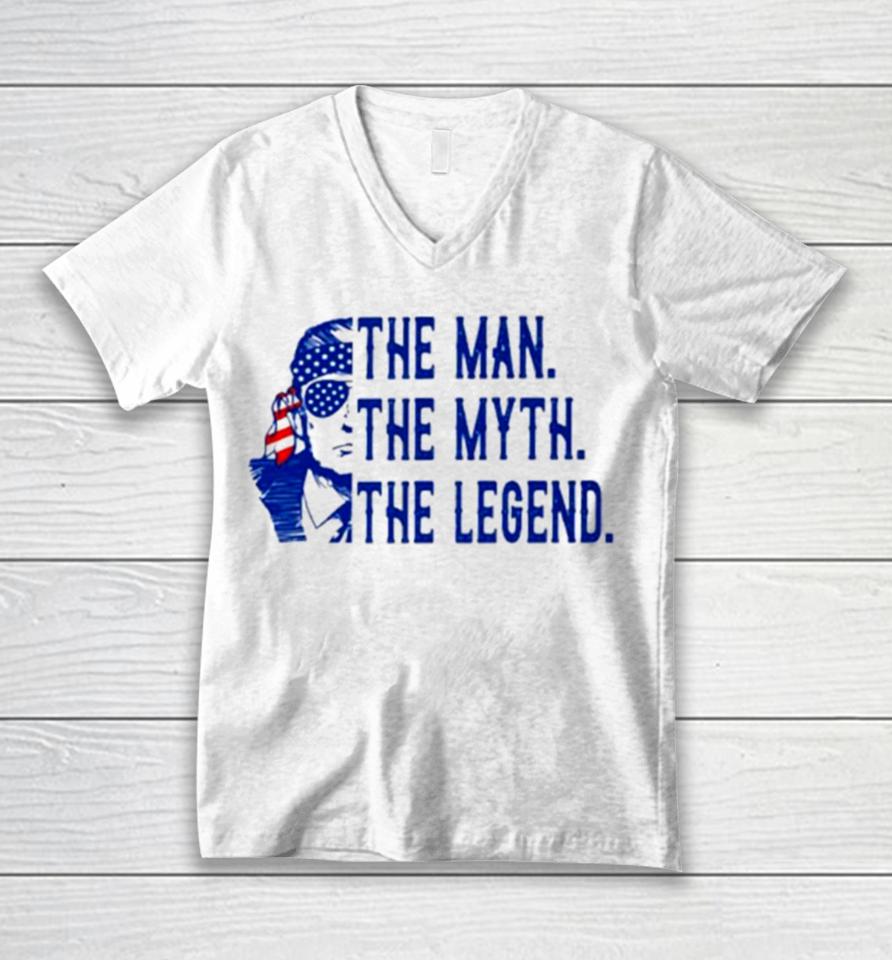 Donald Trump The Man The Myth The Legend Usa Flag Unisex V-Neck T-Shirt