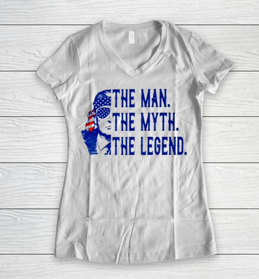 Donald Trump The Man The Myth The Legend Usa Flag Women V-Neck T-Shirt