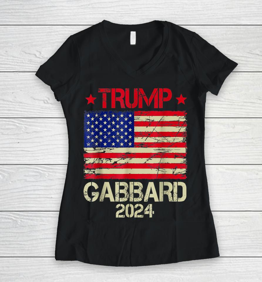 Donald Trump Tulsi Gabbard 2024 Us Flag Women V-Neck T-Shirt