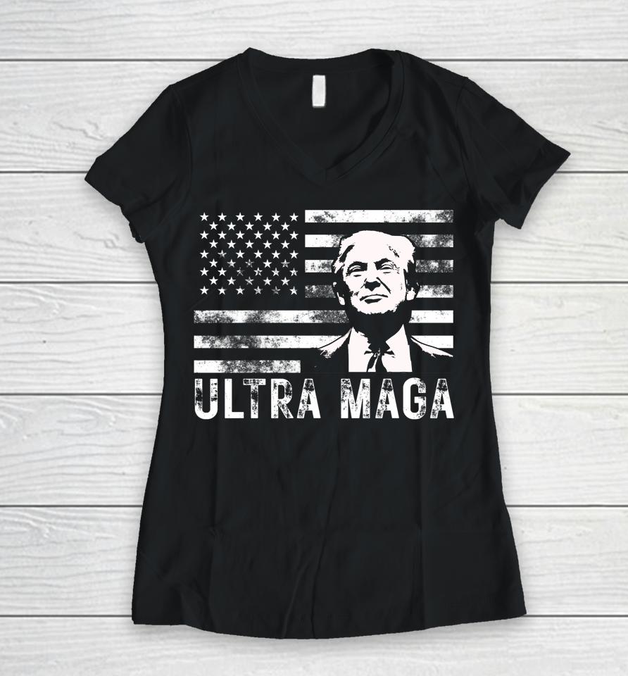 Donald Trump Ultra Maga Women V-Neck T-Shirt