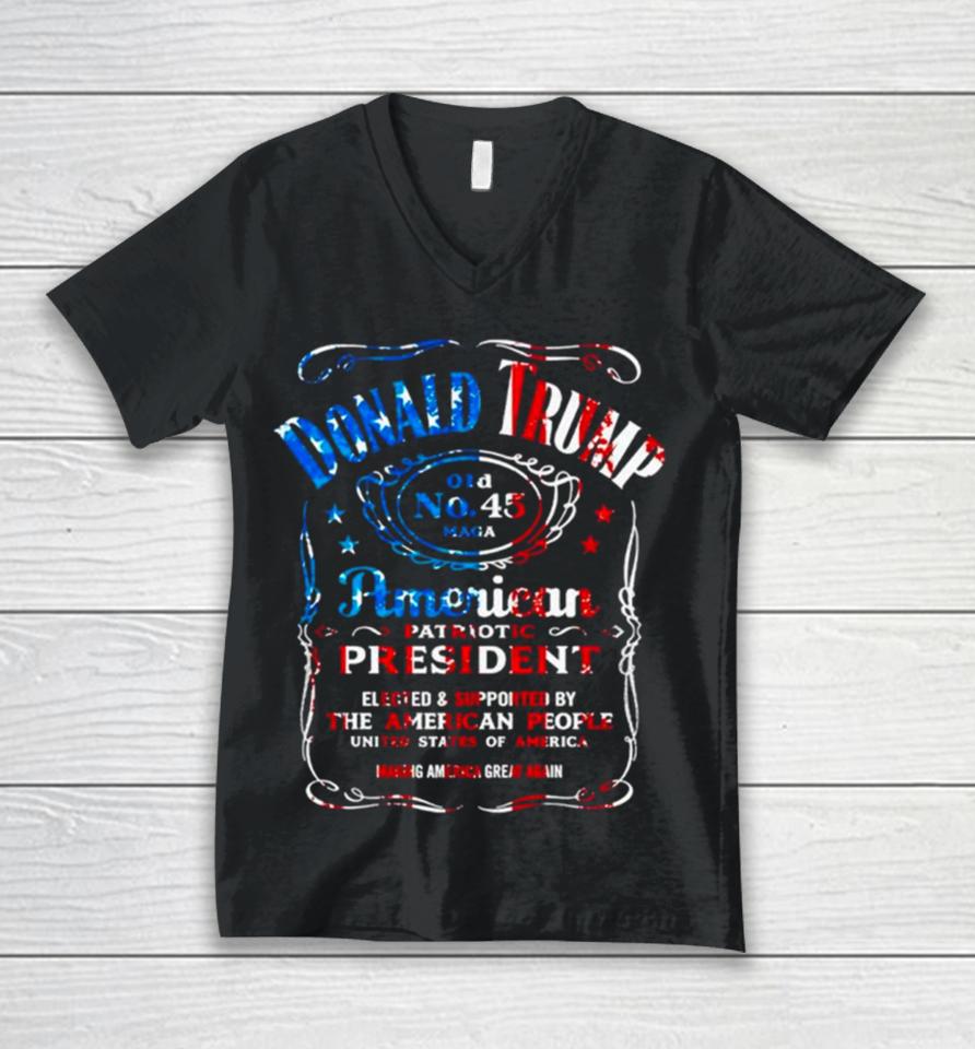 Donald Trump Whiskey American Patriotic President Unisex V-Neck T-Shirt