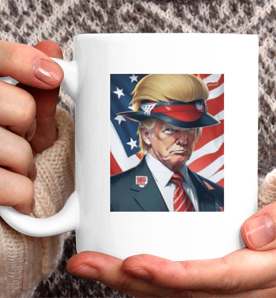 Donald Trump With Beautiful Hair America Flag Coffee Mug