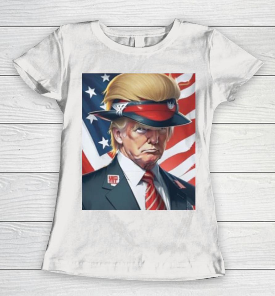 Donald Trump With Beautiful Hair America Flag Women T-Shirt