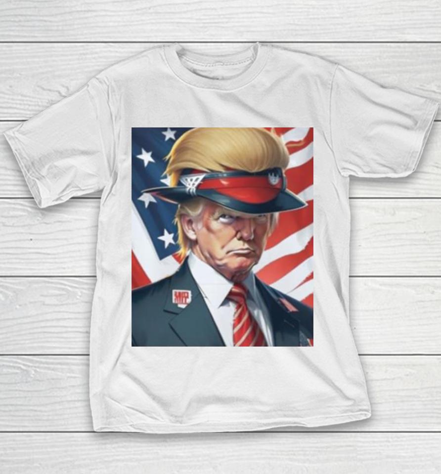 Donald Trump With Beautiful Hair America Flag Youth T-Shirt