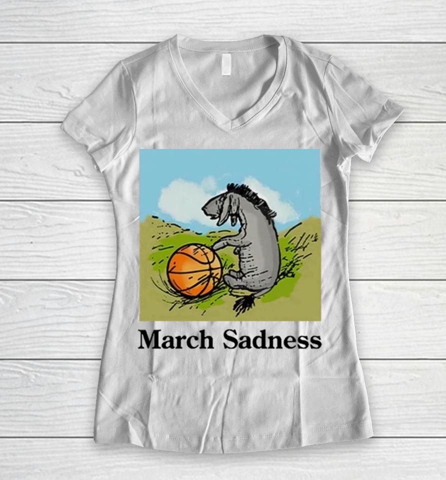 Donkey March Sadness Basketball Women V-Neck T-Shirt