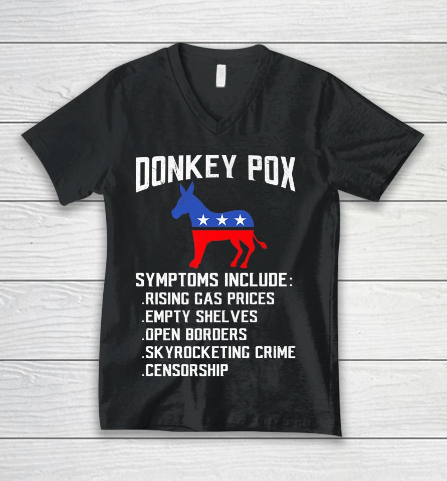 Donkey Pox Conservative Republican Anti Biden Donkeypox Unisex V-Neck T-Shirt
