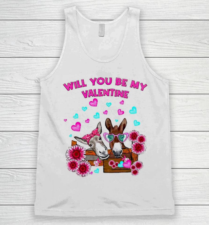 Donkey Will You Be My Valentine Unisex Tank Top