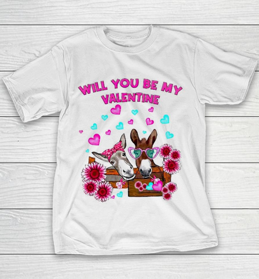 Donkey Will You Be My Valentine Youth T-Shirt