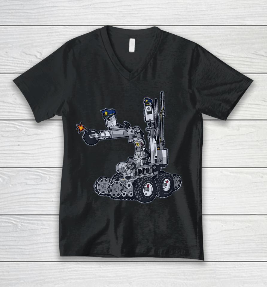Donut Operator Merch Dallas Bomb Robot Unisex V-Neck T-Shirt