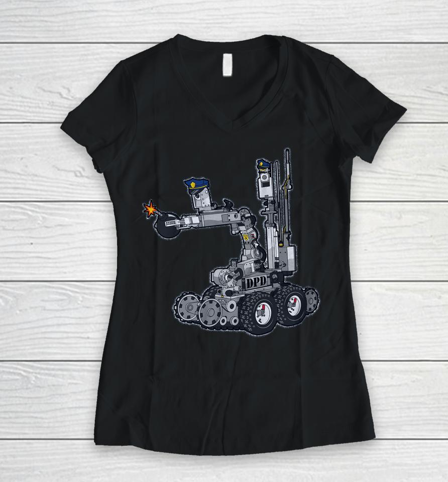 Donut Operator Merch Dallas Bomb Robot Women V-Neck T-Shirt