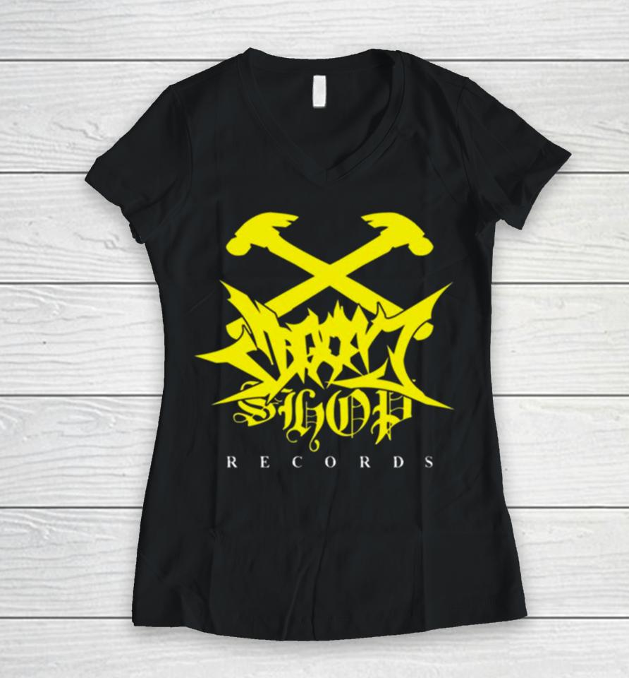Doomshop Records Yellow Women V-Neck T-Shirt