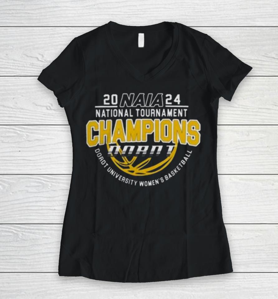 Dordt University Women’s Basketball Naia National Champions 2024 Women V-Neck T-Shirt