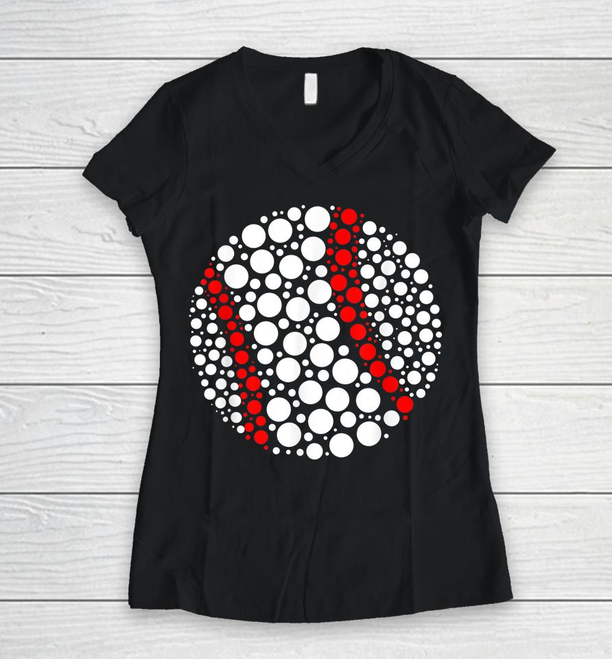 Dot Day Shirt Baseball Lover International Dot Day Polka Dot Women V-Neck T-Shirt