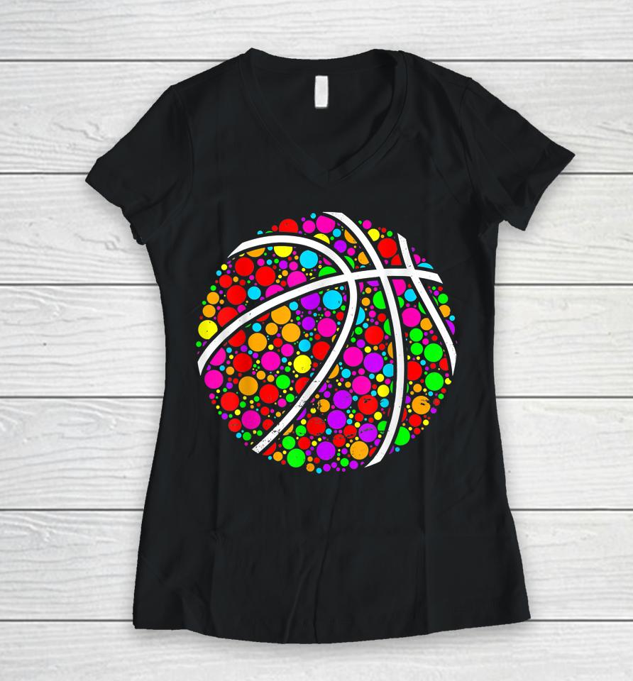 Dot Day Shirt Colorful Basketball International Dot Day 2022 Women V-Neck T-Shirt